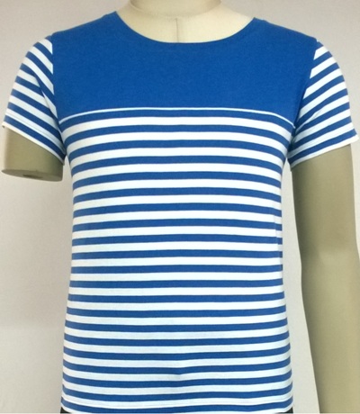 Mens R-neck fedder stripe T-shirt with peach finished